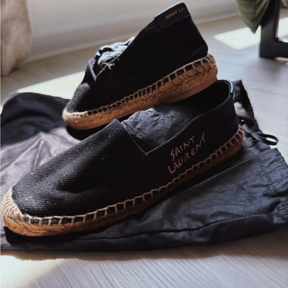 Saint Laurent Black Canvas Loafers